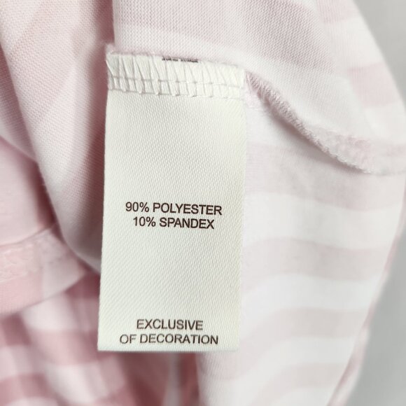 Laura Ashley Pink Stripe Knit Pajamas SZ M Button Front Contrasting Trim - Picture 9 of 14